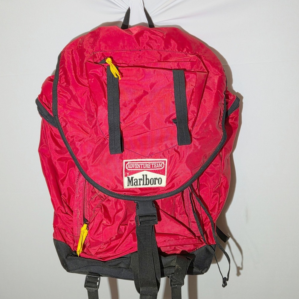 Marlboro Adventure Team Backpack Large Red Vintage Hiking Internal Frame